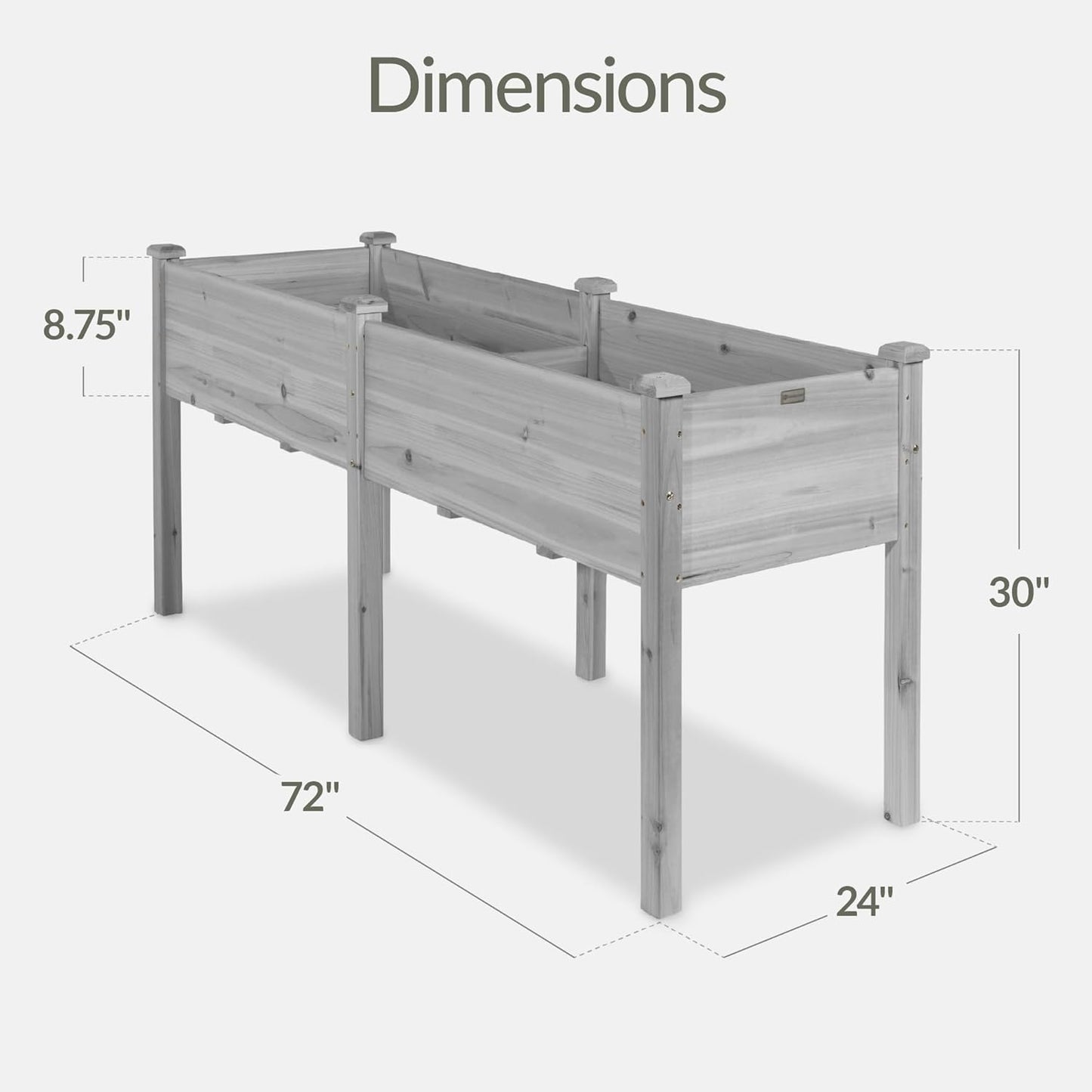 Best Choice Products 72x24x30in Raised Garden Bed, Elevated Wood Planter Box Stand for Backyard, Patio, Balcony w/Divider Panel, 6 Legs, 300lb Capacity - Natural