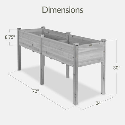 Best Choice Products 72x24x30in Raised Garden Bed, Elevated Wood Planter Box Stand for Backyard, Patio, Balcony w/Divider Panel, 6 Legs, 300lb Capacity - Natural