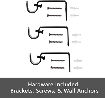 GXOACKJ Curtain Rods for windows 32-48 inch, 5/8 inch Decorative Curtain Rod Set, Matte Black Splicing Heavy Duty Metal Curtain Rod with Brackets