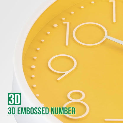 Wall Clock 12 Inch Non-Ticking Silent Modern Simple Style Round Decor Clock Gold Stereoscopic Dial Quartz Wall Clocks for Home/Office/School/Living Room/Bedroom/Kitchen