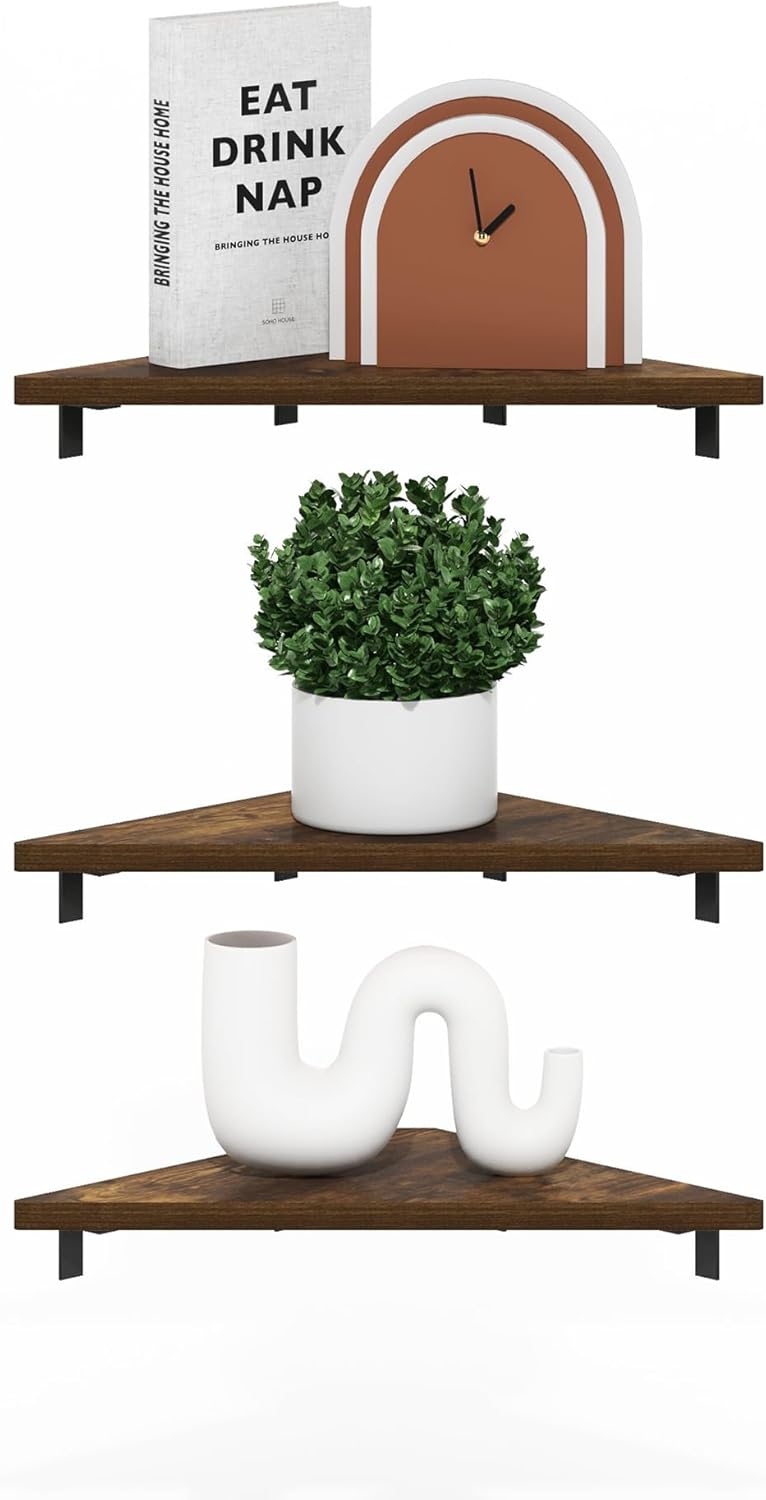 Furinno Rossi 5-Tier Wall Mount Floating Radial Corner Shelf, White