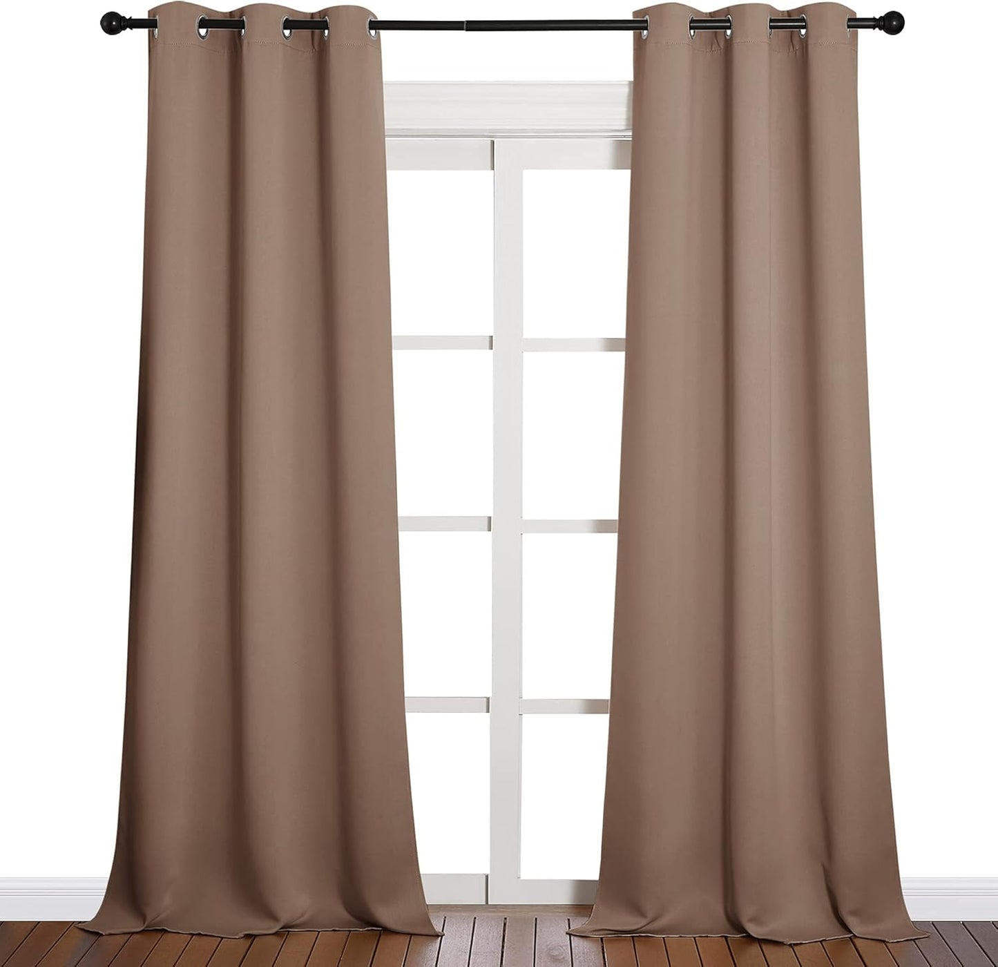 NICETOWN Halloween Pitch Black Solid Thermal Insulated Grommet Blackout Curtains/Drapes for Bedroom Window (2 Panels, 42 inches Wide by 63 inches Long, Black) - Colors D