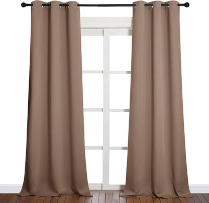 NICETOWN Halloween Pitch Black Solid Thermal Insulated Grommet Blackout Curtains/Drapes for Bedroom Window (2 Panels, 42 inches Wide by 63 inches Long, Black) - Colors D