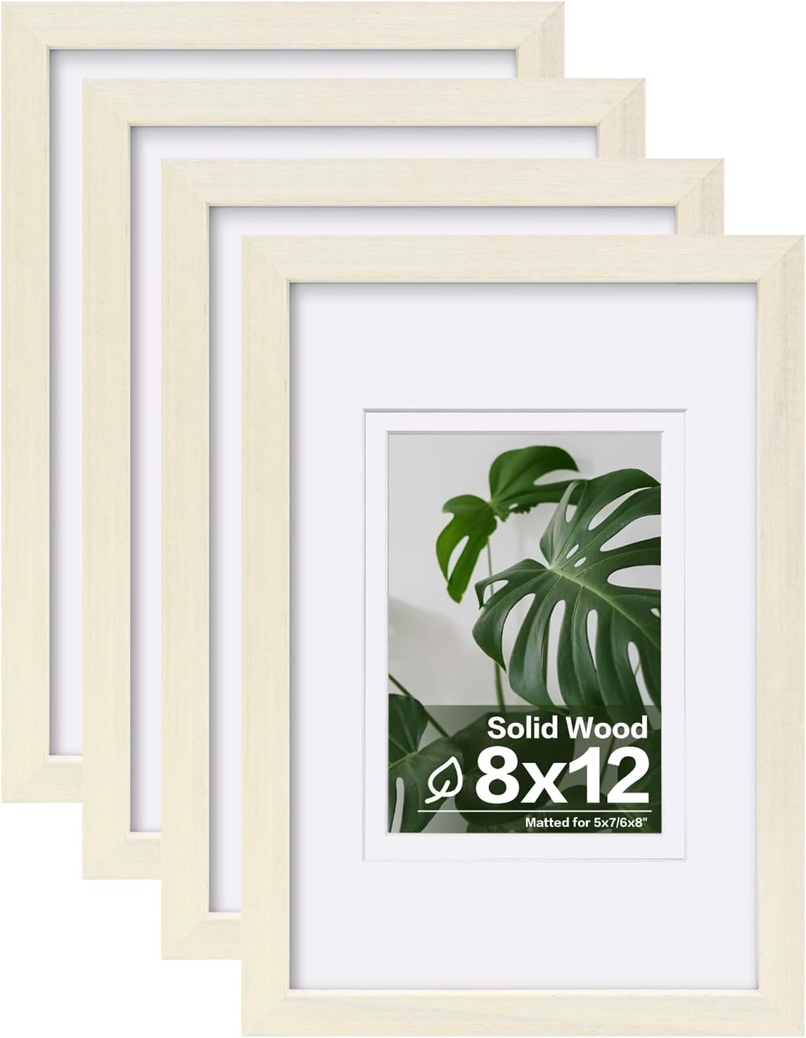 Egofine 8x10 Picture Frames Set of 4, Made of Solid Wood Covered by Plexiglass 4x6 and 5x7 with Mat or 8x10 without Mat, for Table Top Display and Wall Mounting Photo Frame Black