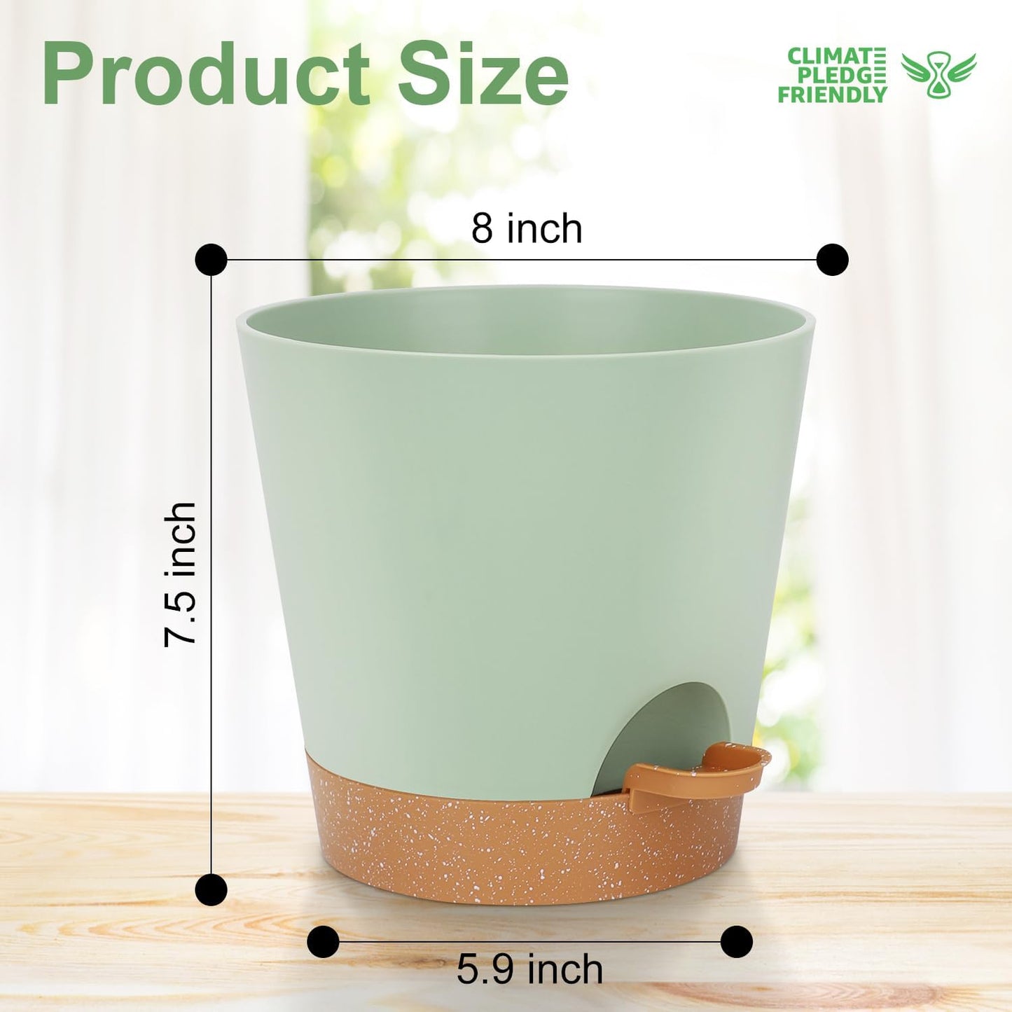 YNNICO Indoor Self Watering Planters with Drainage Holes and Saucers, 8, 7, 6.5, 6, 5.5, 5 Inches, Black, 6 Pots