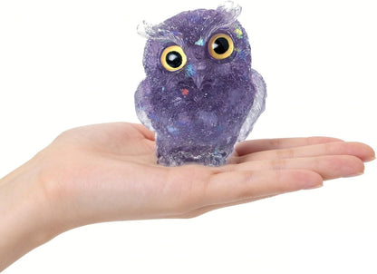 OwMell Owl Statue Tumbled Stone Gemstone Owl Figurine Home Decor Shelf Decor 2.5" - Turquoise