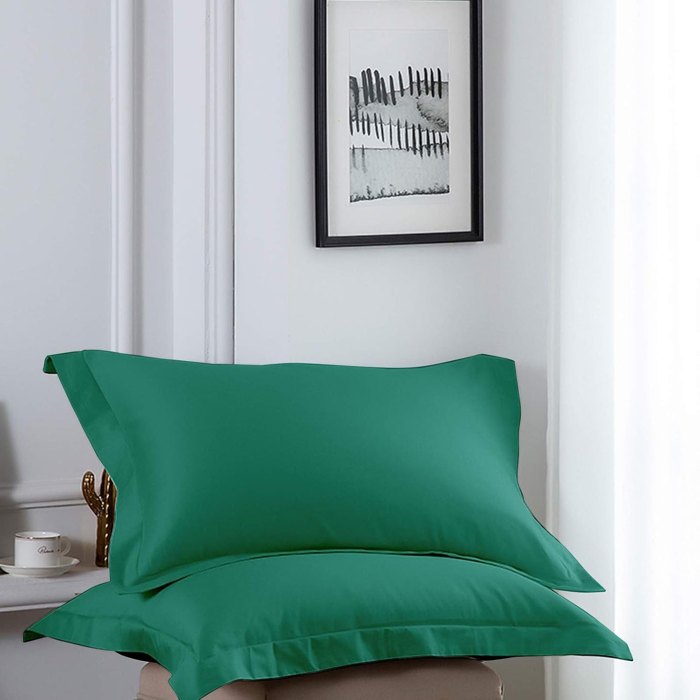 NTBAY Cotton 26x26 Euro Sham Covers - 500 Thread Count Egyptian Cotton Euro Pillow Covers, 2 Pack Super Soft and Breathable 26x26 Pillow Covers, Square Pillow Cases, White