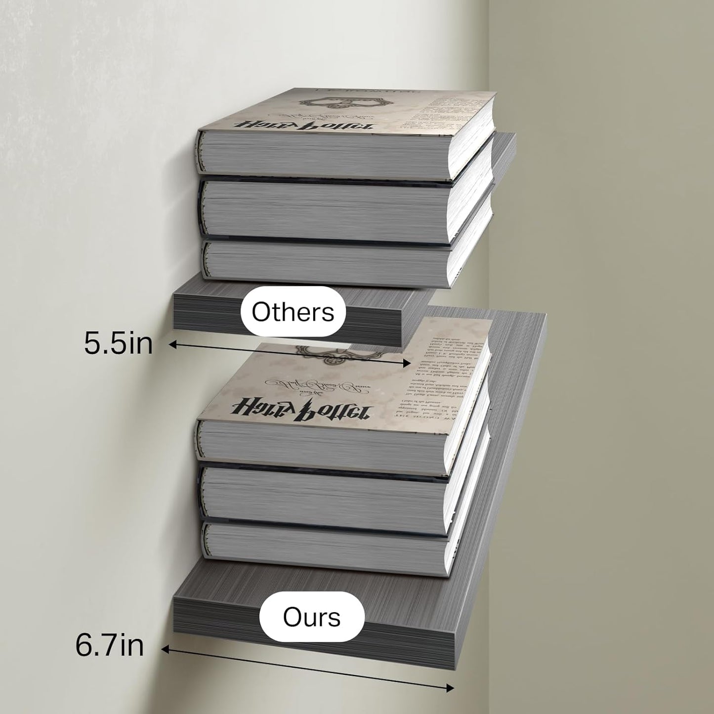 BAYKA Floating Shelves for Wall, Set of 3, Wall Mounted Rustic Wood Shelves for Bathroom, Bedroom, Living Room, Kitchen, Small Hanging Shelf for Books/Storage/Room Decor, Walnut-Like, 15.7in