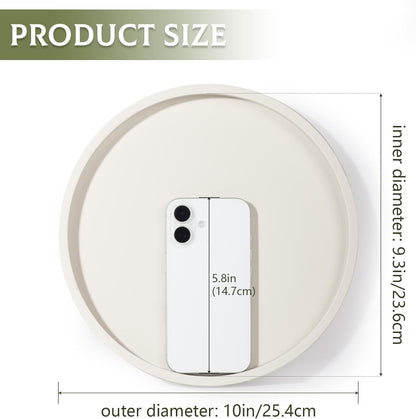 Silicone Bathroom Tray Round Vanity Tray Decorative Soap Holder Kitchen Countertop Organizer Coffee Table Decor for Candle, Perfume, Plant, 9 Inch, Black