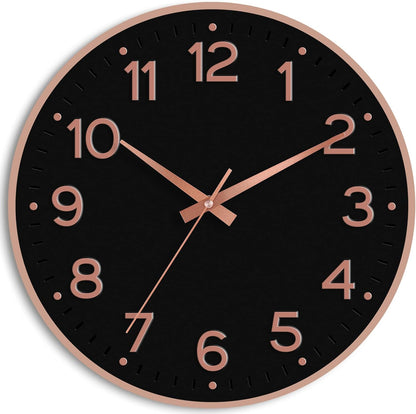 Roymnie Wall Clock Green, Silent Wall Clocks Battery Operated 8 Inch-Modern Non Ticking Analog Clock Decorative for Kitchen Office Bathroom Bedroom(Gold)