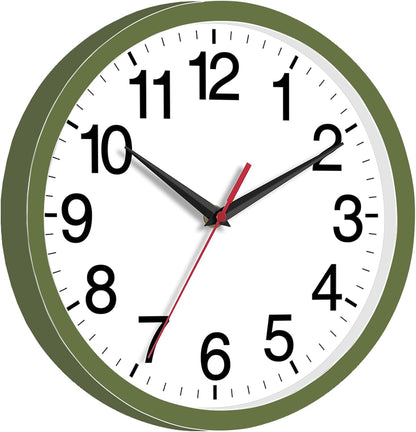 Rohioue Wall Clock Modern 8 Inch Battery Operated Silent Non Ticking Small Analog Clock for Living Room Office Home Bedroom Kitchen Bathroom(Black)