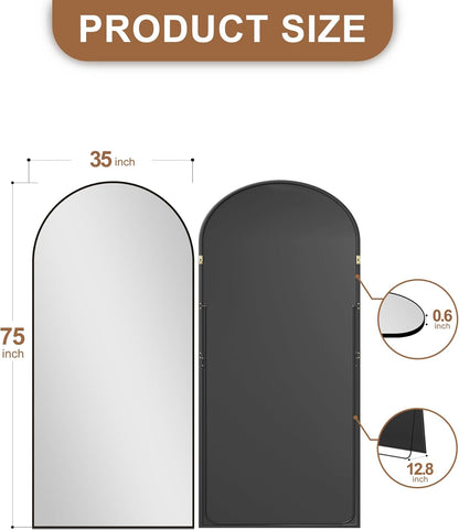 Delma Arched Mirror Full Length,Standing Mirror Full Body,Large Floor with Stand for Wall Entryway Door Bedroom Bathroom Living Room