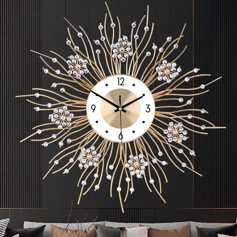 SIN&MI Large Wall Clocks, Silent Sunflower Shape Chic Decorative Wall Clock, Modern Non-Ticking Round Clock Dial Iron Metal Wall Clock for Living Room Decor Entrance Office Cafe 20 Inch