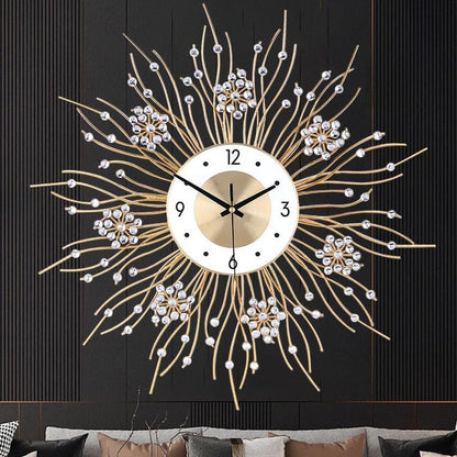 SIN&MI Large Wall Clocks, Silent Sunflower Shape Chic Decorative Wall Clock, Modern Non-Ticking Round Clock Dial Iron Metal Wall Clock for Living Room Decor Entrance Office Cafe 20 Inch
