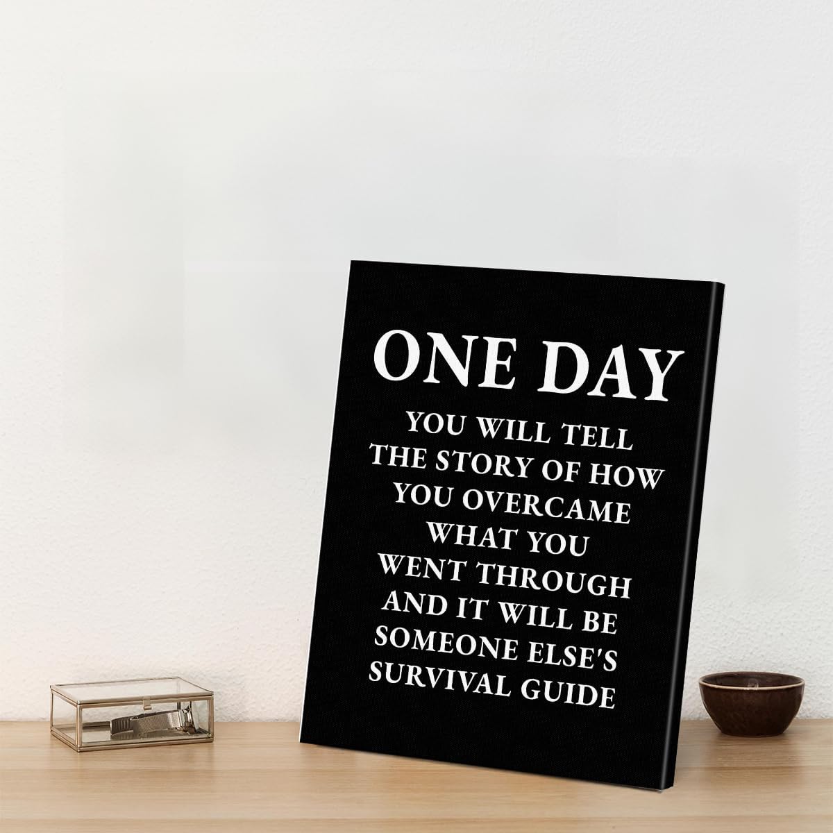 Inspirational Farmhouse Canvas Print Wall Art Decor One Small Positive Thought in the Morning Can Change Your Whole Day Sign Painting Plaque Rustic Home Decoration (8 X 8 Inches, Framed)