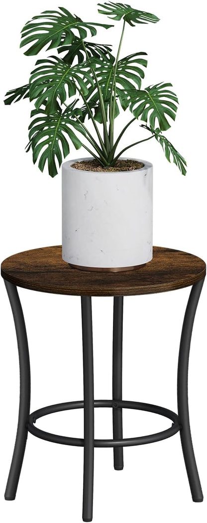 YINMIT Plant Stand Indoor,2 Tier Round Potted Holder Rack,Flower Pot Stand Shelf,Round Supports Rack,Corner Plant Shelf for Balcony Garden Patio Living Room,Brown