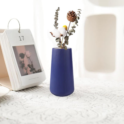 White Ceramic Vase, GUKJOB Small Cute Flower Vase for Pampas Grass, Home, Living Room, Dining Table, Farmhouse, Office Decor, Bedroom, Table, and Kitchen Shelf (White)