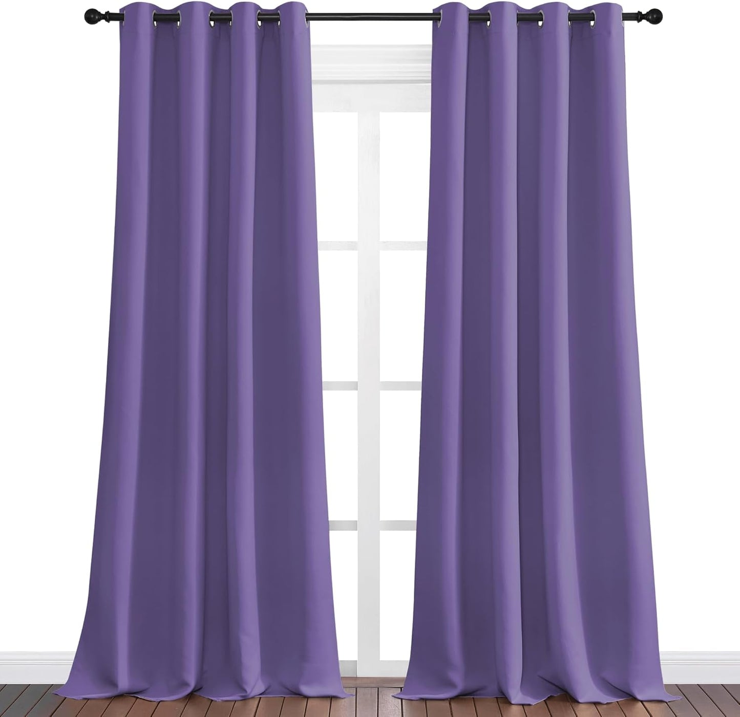 NICETOWN Halloween Pitch Black Solid Thermal Insulated Grommet Blackout Curtains/Drapes for Bedroom Window (2 Panels, 42 inches Wide by 63 inches Long, Black) - Colors D