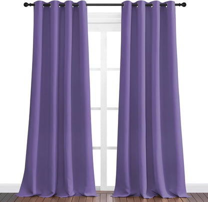 NICETOWN Halloween Pitch Black Solid Thermal Insulated Grommet Blackout Curtains/Drapes for Bedroom Window (2 Panels, 42 inches Wide by 63 inches Long, Black) - Colors D