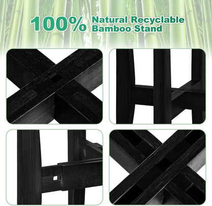 Rnined Adjustable Plant Stand Indoor,Bamboo Mid Century Modern Plants Stands, Stable Plant Holder,Fit 8 9 10 11 12 inch Pots (Pot & Plant Not Included)