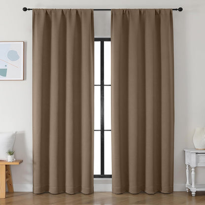 Simplebrand Ava Sage Green Blackout Curtains for Bedroom 63 Inch Length 2 Panels Set, Solid Thermal Insulated Energy Saving Rod Pocket Window Treatment Curtains Blackout Drapes, W40 x L63 Inch, Sage - Colors B