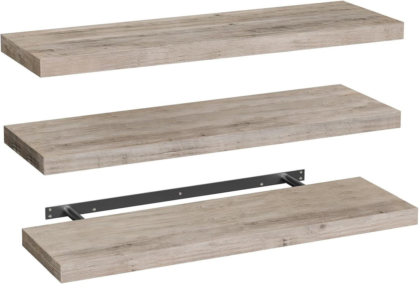 RALGEND Floating Shelves for Wall, 1.5" Thick Wall Shelf Set of 3 with Invisible Brackets, L31.5 x W7.9 Hanging Shelves Farmhouse Home Decor for Bathroom, Living Room, Bedroom, Rustic Brown 8301BJP3BF