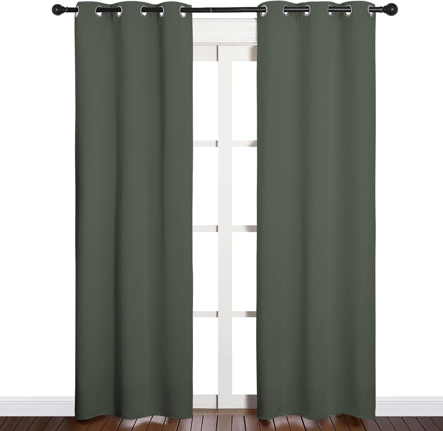 NICETOWN Halloween Pitch Black Solid Thermal Insulated Grommet Blackout Curtains/Drapes for Bedroom Window (2 Panels, 42 inches Wide by 63 inches Long, Black) - Colors C