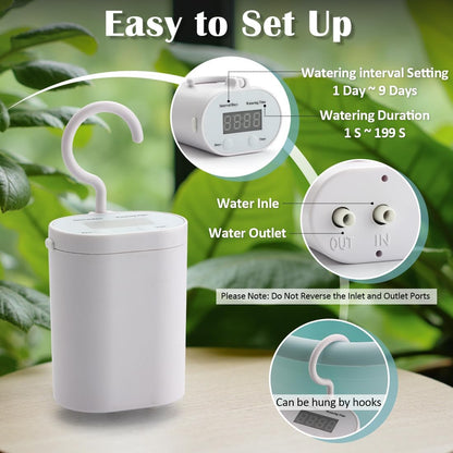 RooTrimmer Hanging Planters for Indoor Outdoor Plants 8 and 10 Inch, 4 Packs Hanging Flower Pot with Drainage Holes, Self-Watering Hanging Basket Perfect for Home, Office and Garden, White
