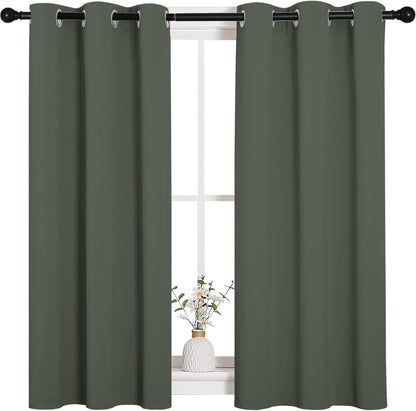 NICETOWN Halloween Pitch Black Solid Thermal Insulated Grommet Blackout Curtains/Drapes for Bedroom Window (2 Panels, 42 inches Wide by 63 inches Long, Black) - Colors C