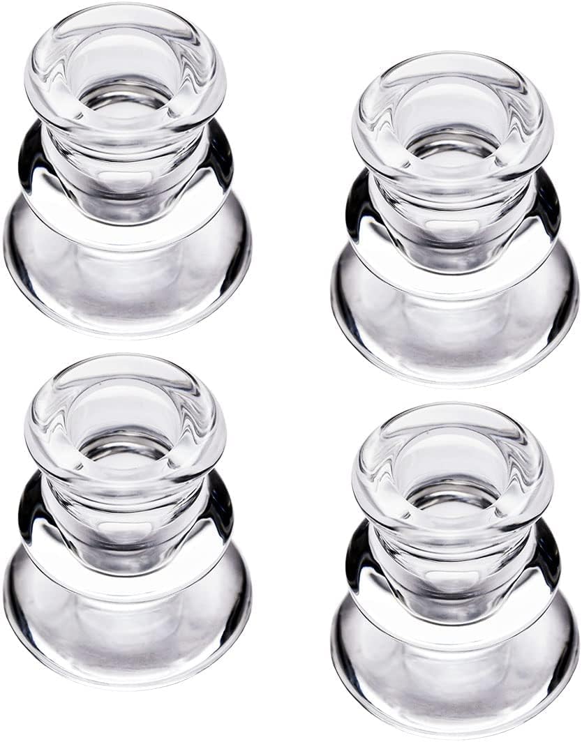 Clear Glass Candlestick Holders, Set of 2 Taper Candle Holders for Wedding, Decoration and Dinning