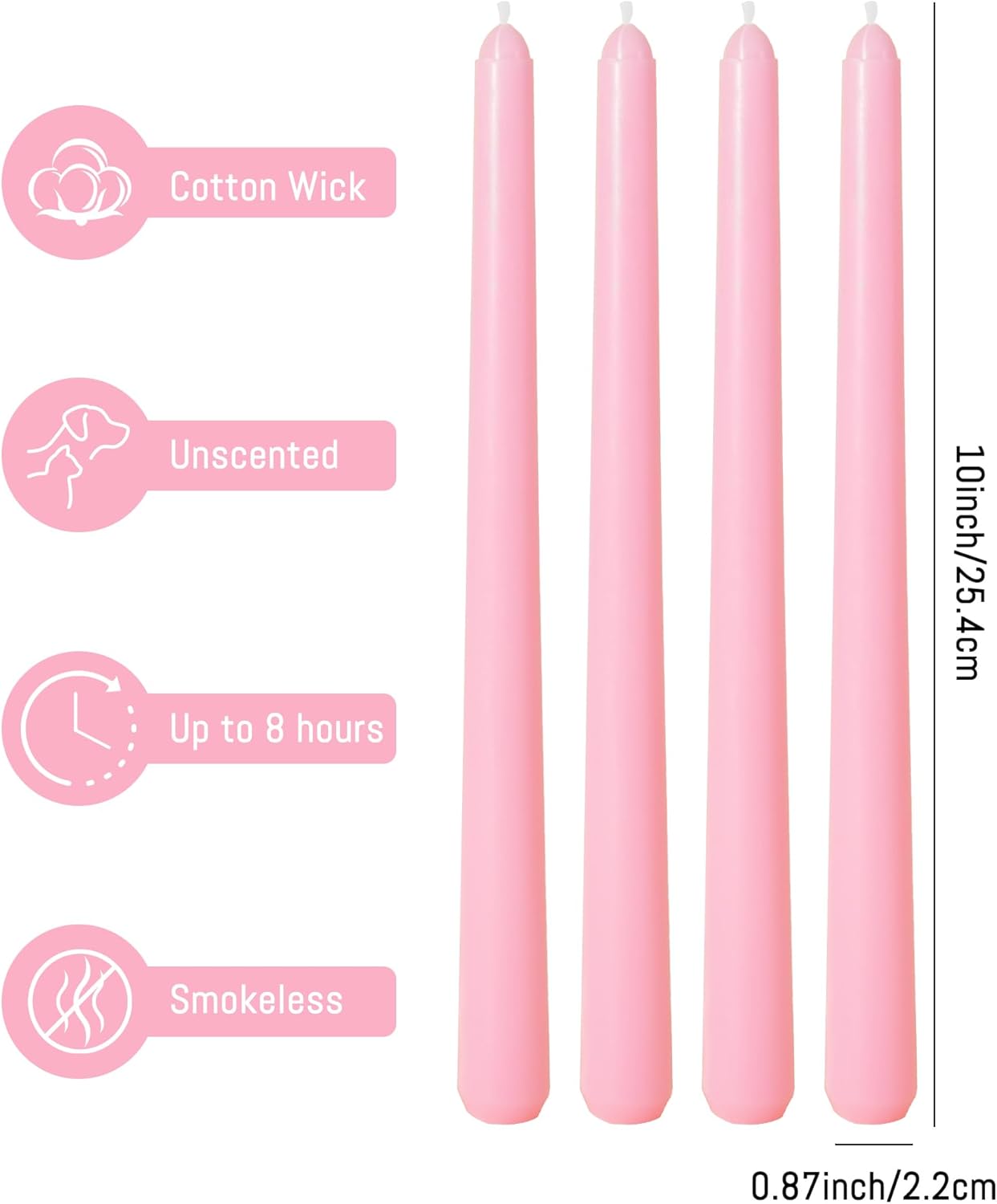 Viyffo Taper Candles, 10 Inch, 4 Pack, Olive Glow – Unscented, Dripless & Smokeless Design, Up to 8 Hour Burn – Long Tall Taper Candlesticks for Wedding, Dinner & Home Decor