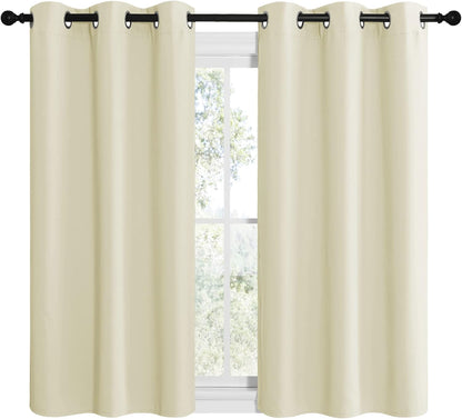 NICETOWN Halloween Pitch Black Solid Thermal Insulated Grommet Blackout Curtains/Drapes for Bedroom Window (2 Panels, 42 inches Wide by 63 inches Long, Black) - Colors C
