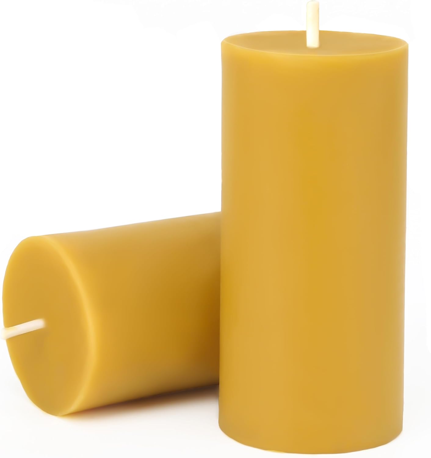 Natural Beeswax Candles 4 Packs, Beeswax Pillar Candles with 140 Hours Burn Time, Organic Emergency Candle Long Burning for Home Room, Smokeless & Dripless, 2x4 inch