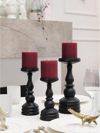 CANDWAX 3x4 inch Pillar Candles Set of 3 – Unscented Dripless Rustic Dark Blue Candles for Room Decor, Weddings, Centerpieces