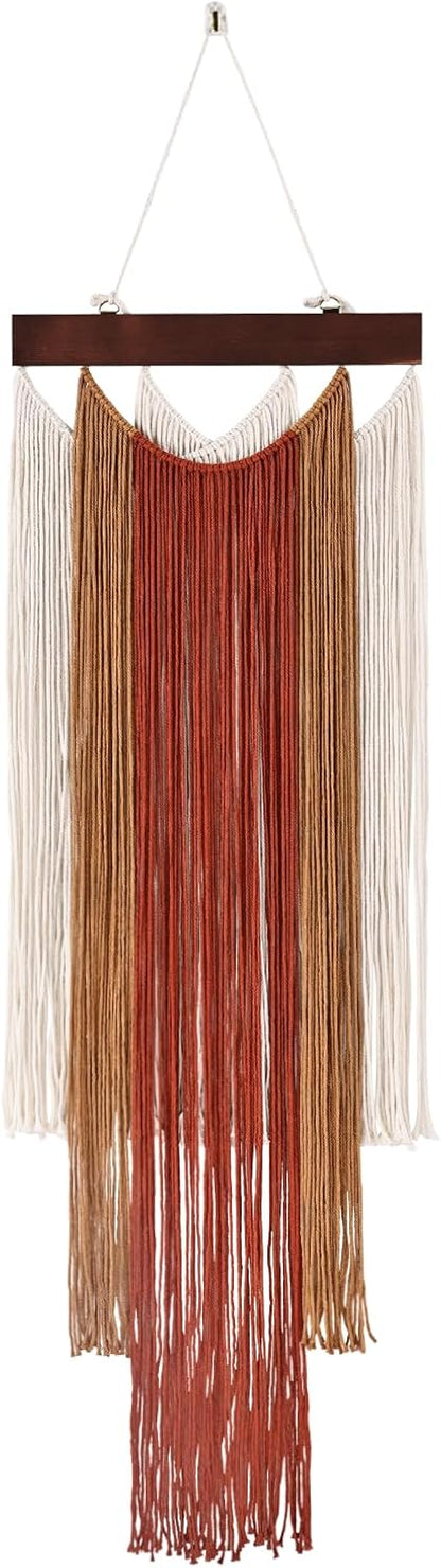 iHUFeather Macrame Wall Hanging Boho Wall Tapestry, Handmade Woven Wall Art for Living Room Bedroom Bohemian Home Decor 47.2" L x 15.7" W (Deep Red)