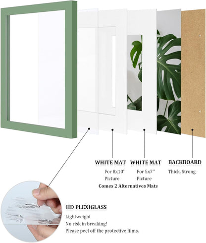 Egofine 12x16 Picture Frame Black, Covered by Plexiglass Made of Solid Wood, Display Pictures 9x12 and 11x14 with Mat or 12x16 Without Mat, for Wall Mounting Photo Frame - Colors A
