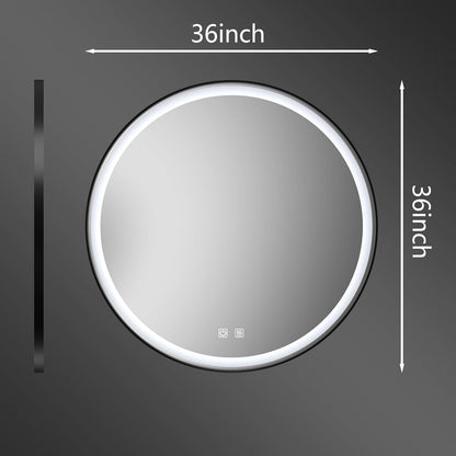 Itrue 12 Inch Small Round Decorative Wall Mirror, HD Silver-Coated Glass with Brushed Black Metal Frame, Minimalist Modern Accent Mirror for Vanity, Narrow Walls, Bathroom, Bedroom & Entryway