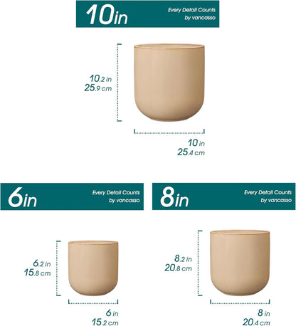 vancasso Ceramic Plant Pots, 4+5+6 inches, Set of 3, Planters with Drainage Hole, Flower Pots Planters Pots for Indoor Plants, Modern Indoor Decorative Garden Pot, Home Decor, White