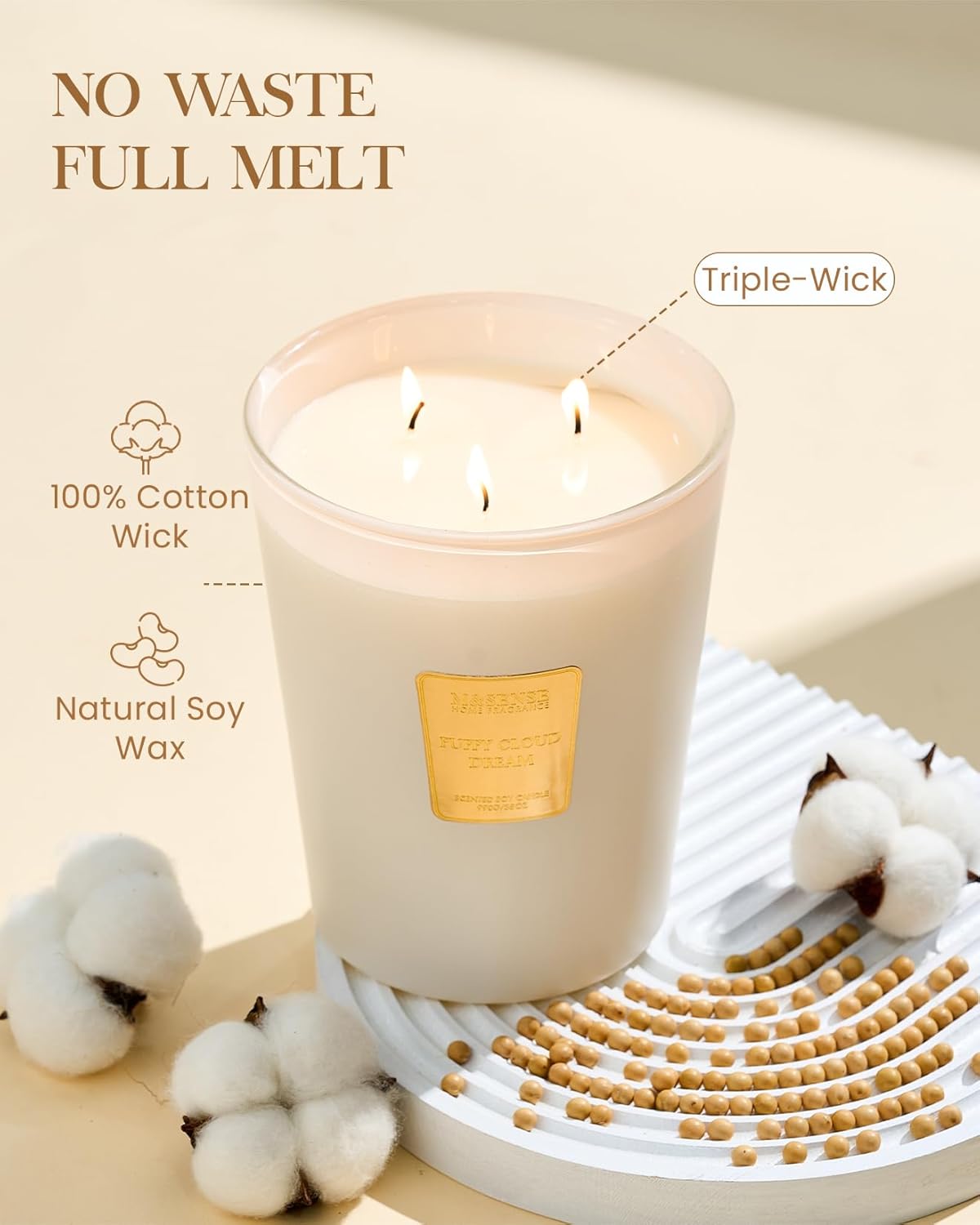 M&SENSE Jasmine Candles Highly Scented 3 Wick 35oz 150 Hours Burn Extra Large Jar Candles for Women, Natural Soy Wax Aromatherapy Candle for Stress Relief, Meditation, Yoga, Spa - Colors B