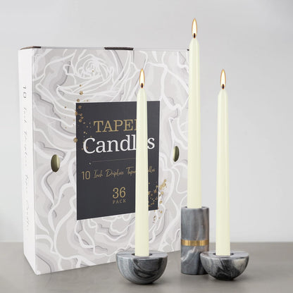 30-Pack 10-Color Taper Candles - 10 Inch Dripless & 10-Hour Burn｜Wedding/Birthday/Home Decor with Premium Wax