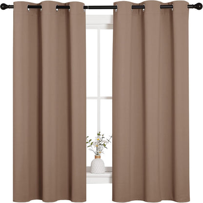 NICETOWN Halloween Pitch Black Solid Thermal Insulated Grommet Blackout Curtains/Drapes for Bedroom Window (2 Panels, 42 inches Wide by 63 inches Long, Black) - Colors D