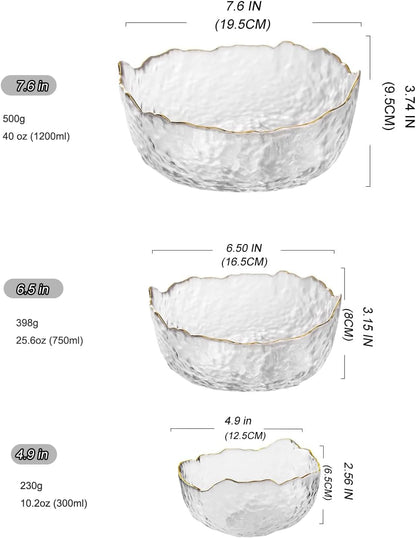 Glass Salad Bowl Irregular Lotus Flower Shape Serving Bowls, Mixing Nut Bowls for Kitchen Fruist, Snack, Dessert, and Ice Cream Candy Dishes (Crystal Gradient Pink, 6.5")