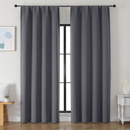 Simplebrand Ava Sage Green Blackout Curtains for Bedroom 63 Inch Length 2 Panels Set, Solid Thermal Insulated Energy Saving Rod Pocket Window Treatment Curtains Blackout Drapes, W40 x L63 Inch, Sage - Colors C