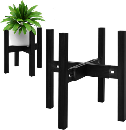 Rnined Adjustable Plant Stand Indoor,Bamboo Mid Century Modern Plants Stands, Stable Plant Holder,Fit 8 9 10 11 12 inch Pots (Pot & Plant Not Included)