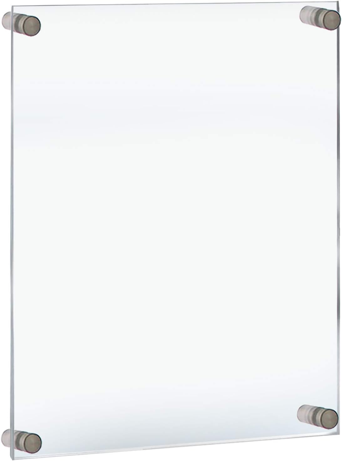 Azar Displays,105536, Floating Acrylic Wall Frame with Silver Hardware Stand Off Caps, Clear Hanging Photo Frame Display Mount with Frameless Border, Glass-Like Frame for Large Prints, 24" x 36"