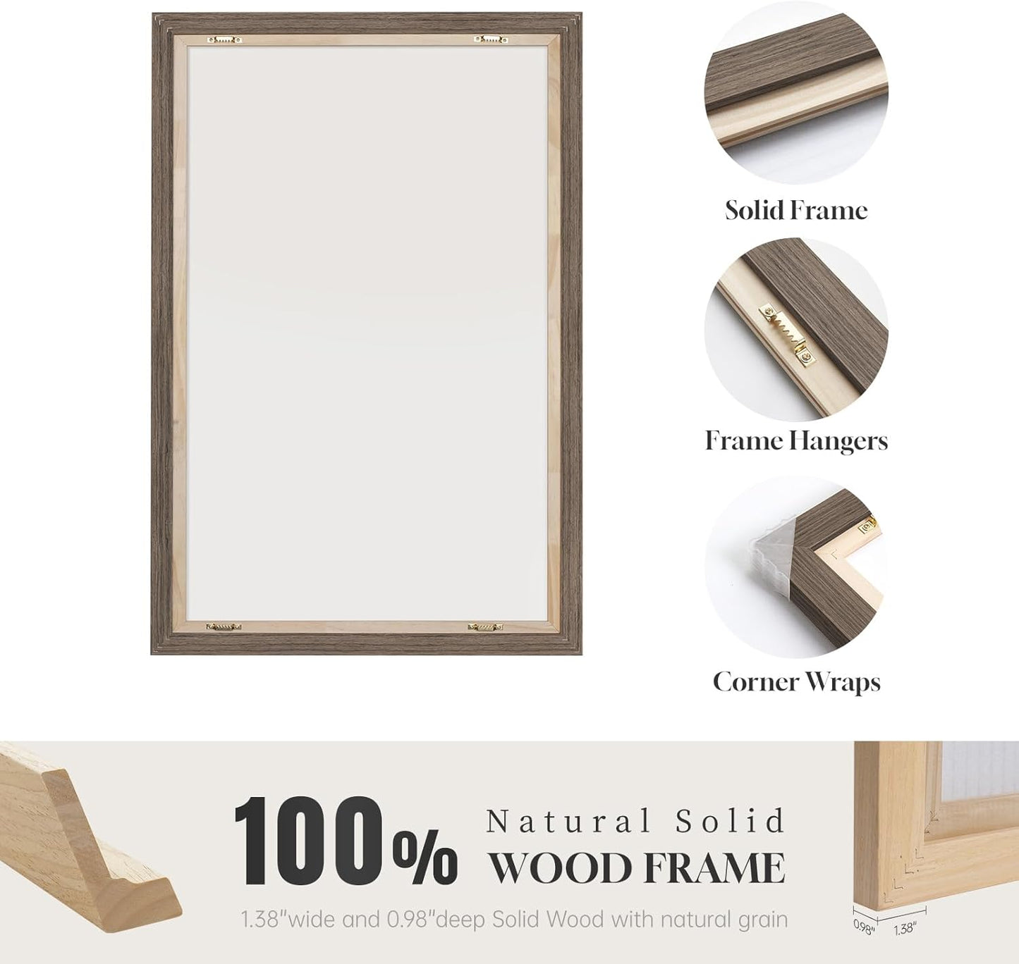 Large Framed Neutral Abstract Wall Art for Living Room, 3 Piece Modern Canvas Prints Paintings Artwork for Walls, Black and Beige Pictures for Living Room Hallway Stair Office Wall Decor 24x36 Inch