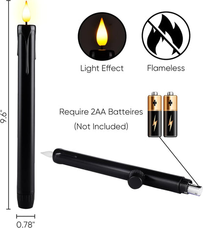 Homemory 2/3/6 Pack Flameless Taper Candles, No Remote, Realistic Flickering Battery Operated Candlesticks, Ivory LED Plastic Candle Safe for Weddings, Table Decor, Christmas, and Halloween(Set of 2)