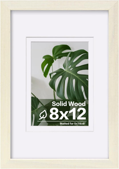 Egofine 12x16 Picture Frame Black, Covered by Plexiglass Made of Solid Wood, Display Pictures 9x12 and 11x14 with Mat or 12x16 Without Mat, for Wall Mounting Photo Frame - Colors A