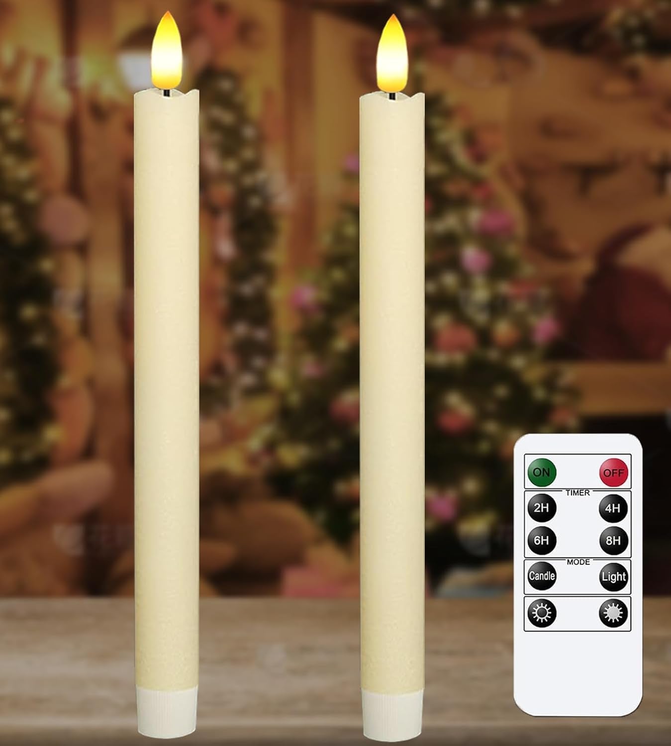 KSWING Upgraded Real Wax Short LED Flameless Taper Candles with Remote, 6 PCS White Candlesticks Battery Operated 3D Flickering - 6" Realistic Fake Candle Sticks for Home/Wedding/Fireplace Xmas Decor