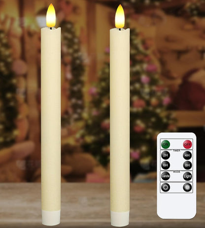 KSWING Upgraded Real Wax Short LED Flameless Taper Candles with Remote, 6 PCS White Candlesticks Battery Operated 3D Flickering - 6" Realistic Fake Candle Sticks for Home/Wedding/Fireplace Xmas Decor